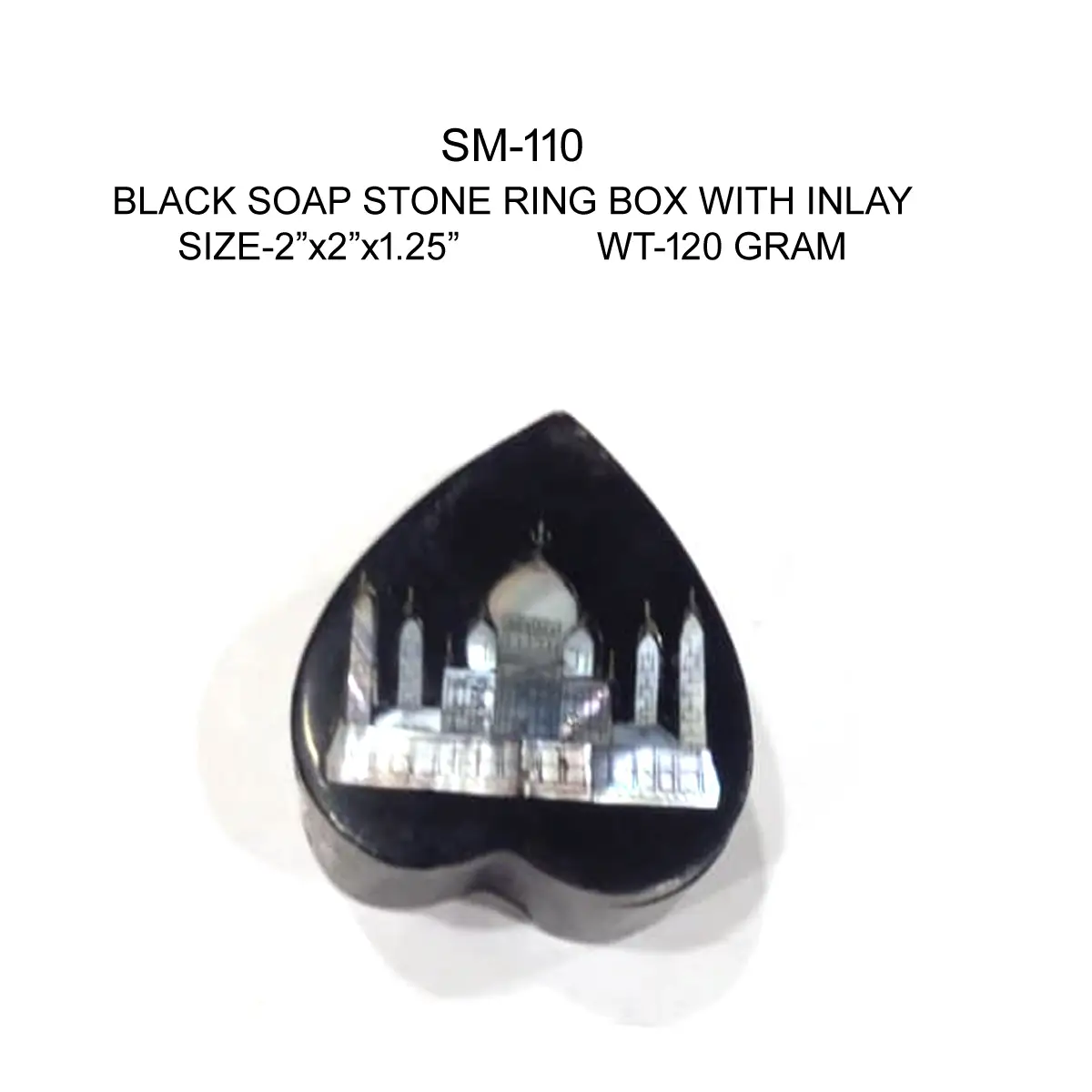 BLACK SOAP STONE RING BOX WITH INLAY